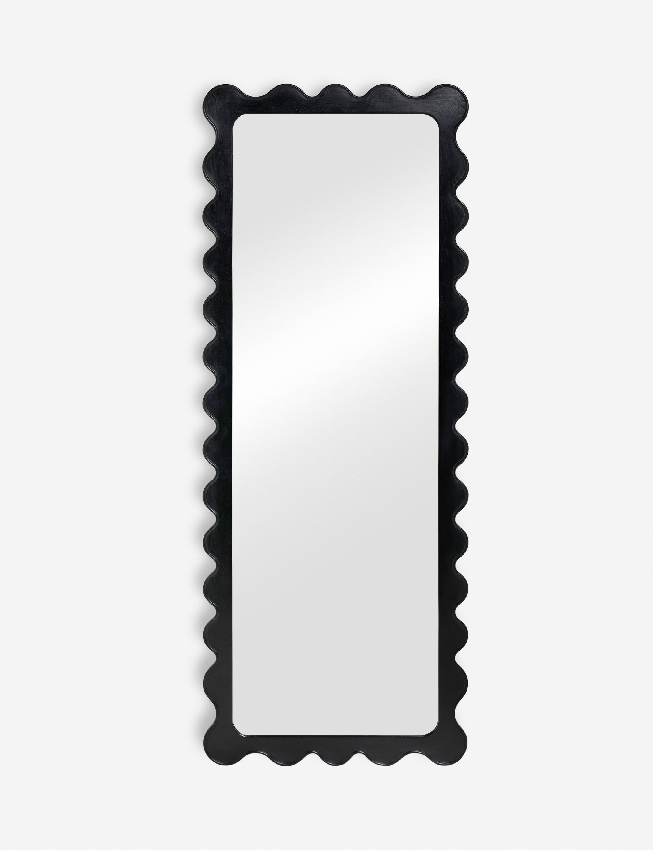 #color::black | Ripple wavy framed full length mirror in black oak