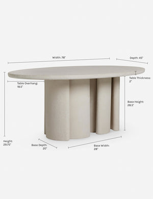 Dimensions on the Rodrigo Indoor Outdoor Oval Dining Table