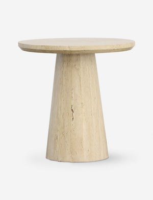 Kirchner round travertine side table.