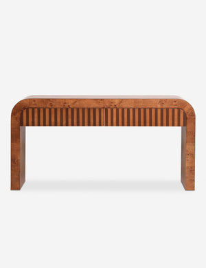 Sabal burl wood waterfall console table by Carly Cushnie.