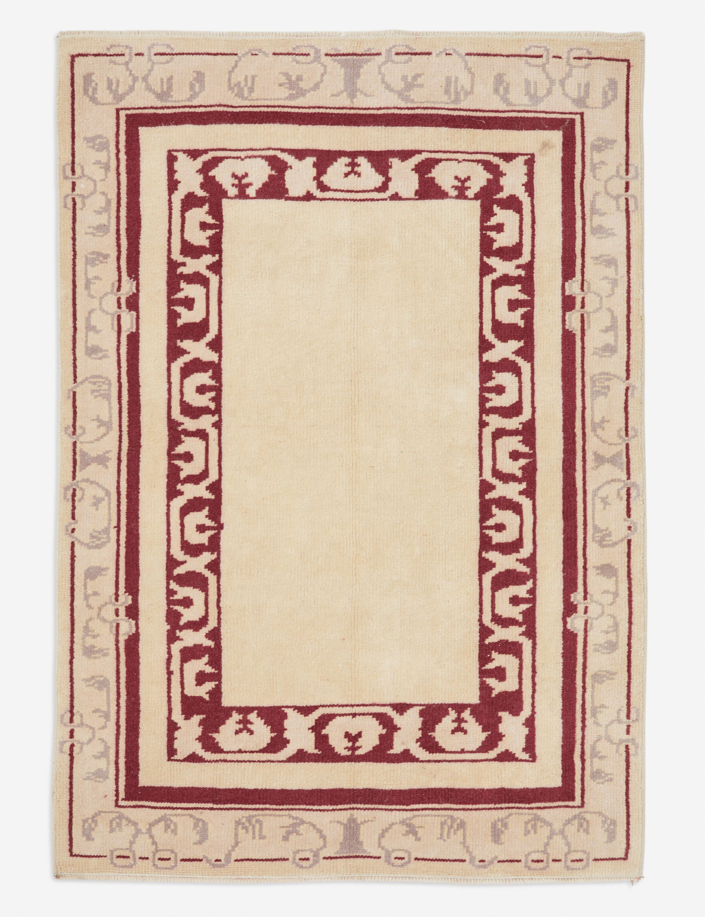 Vintage Turkish Hand-Knotted Wool Rug No. 256, 2'9" x 4'