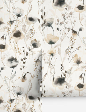 Scalamandre Lo soft and pastoral brown toned floral wallpaper