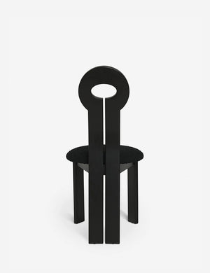 Rear view of the Whit black wood sculptural dining chair by sarah sherman samuel