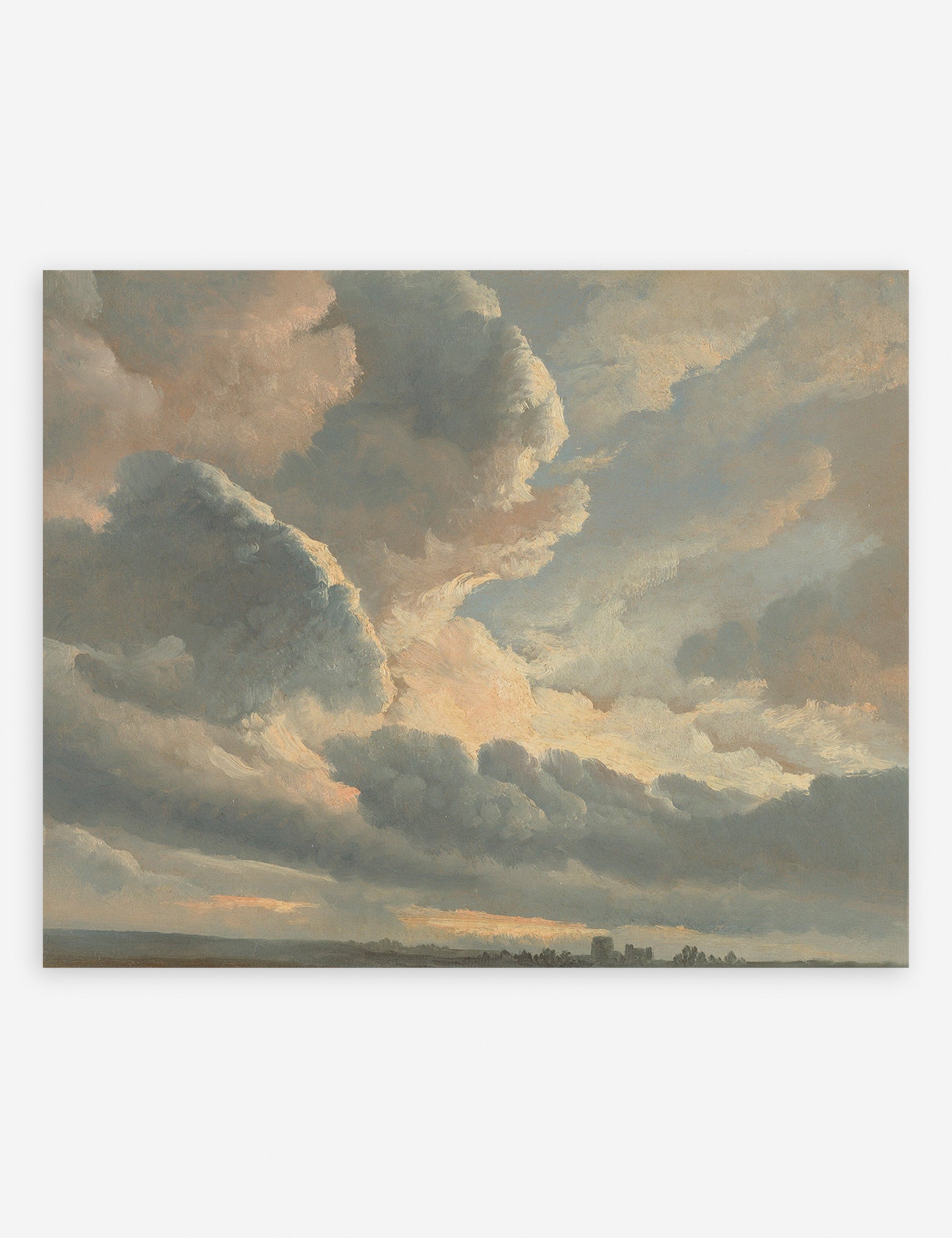 #size::16--x-13- #size::18--x-15- #size::29--x-23- #color::- #size::27--x-22- #frame-option::unframed | Unframed Study of Clouds with a Sunset near Rome Wall Art by Simon Alexandre Clement Denis