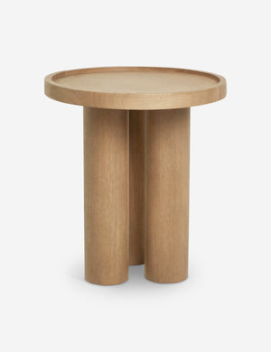 Delta natural wooden side table with pedestal base