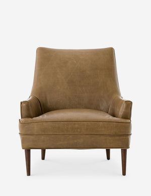 Ilona Brown Leather Winged Accent Chair