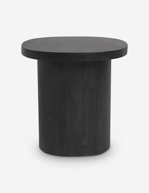 Luna black wood round side table