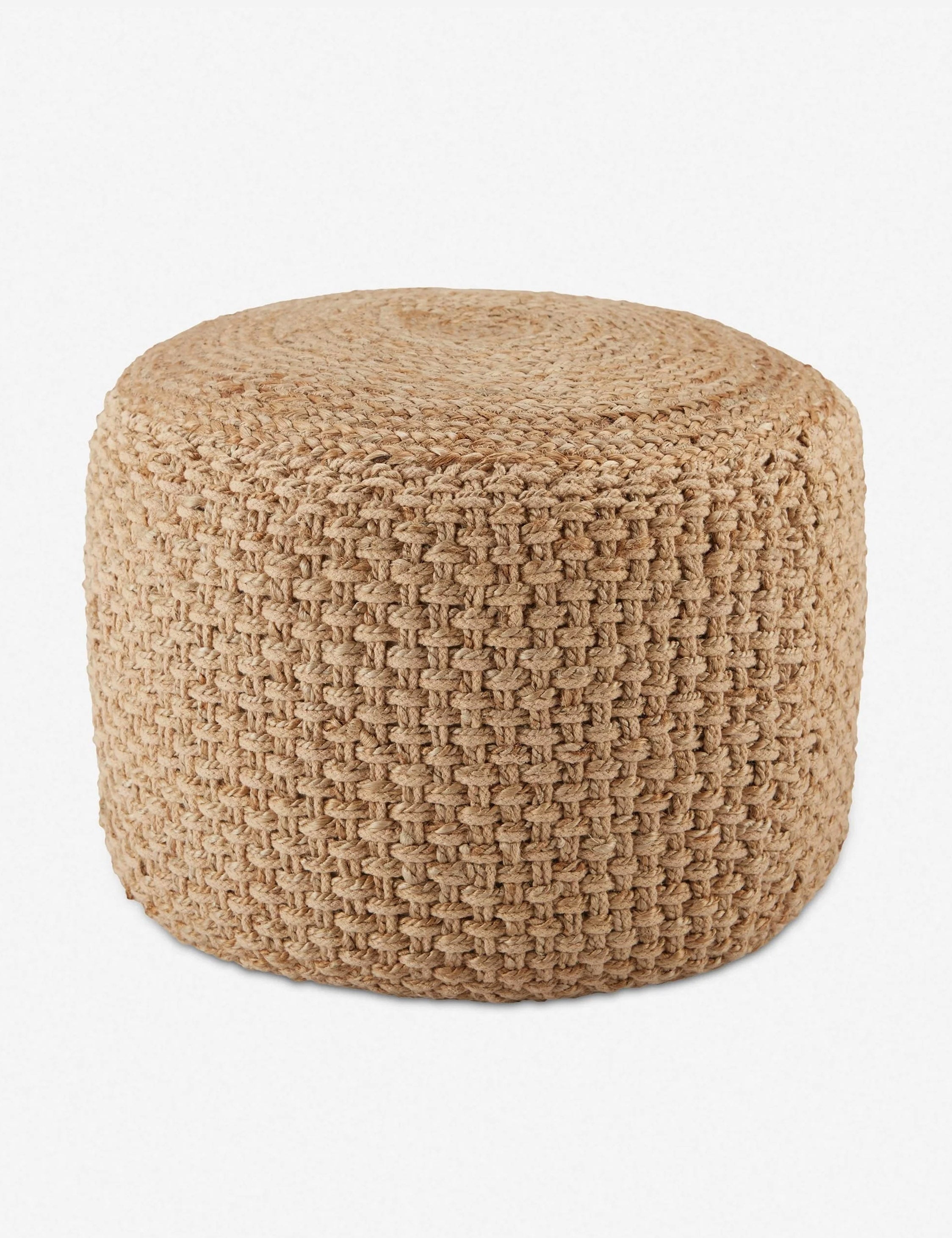 #color::beige | Vela beige all-natural jute and cotton textural pouf