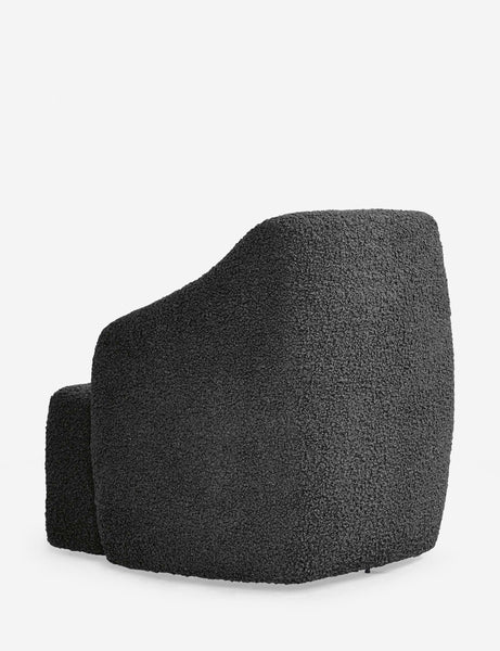 #color::slate-boucle | Angled rear view of the Tobi Slate Boucle swivel chair