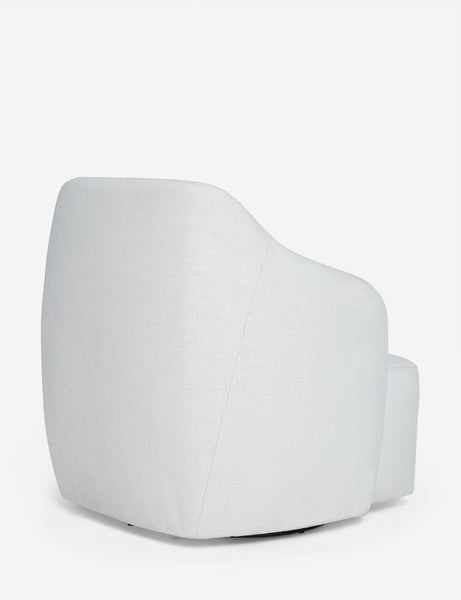 #color::natural | Angled rear view of the Tobi Natural linen swivel chair