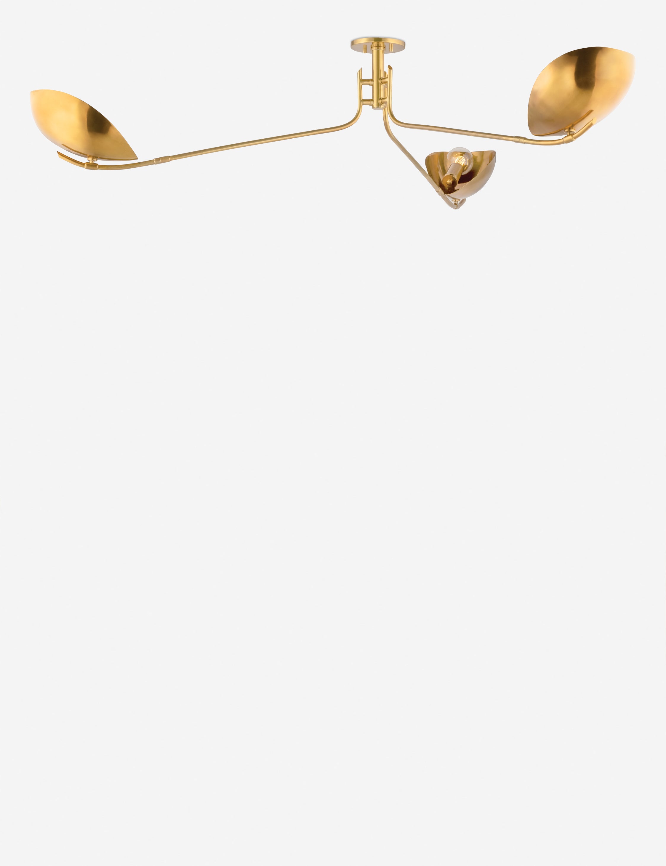 #color::aged-brass #size::62--dia | Abanu mid-century adjustable brass chandelier.