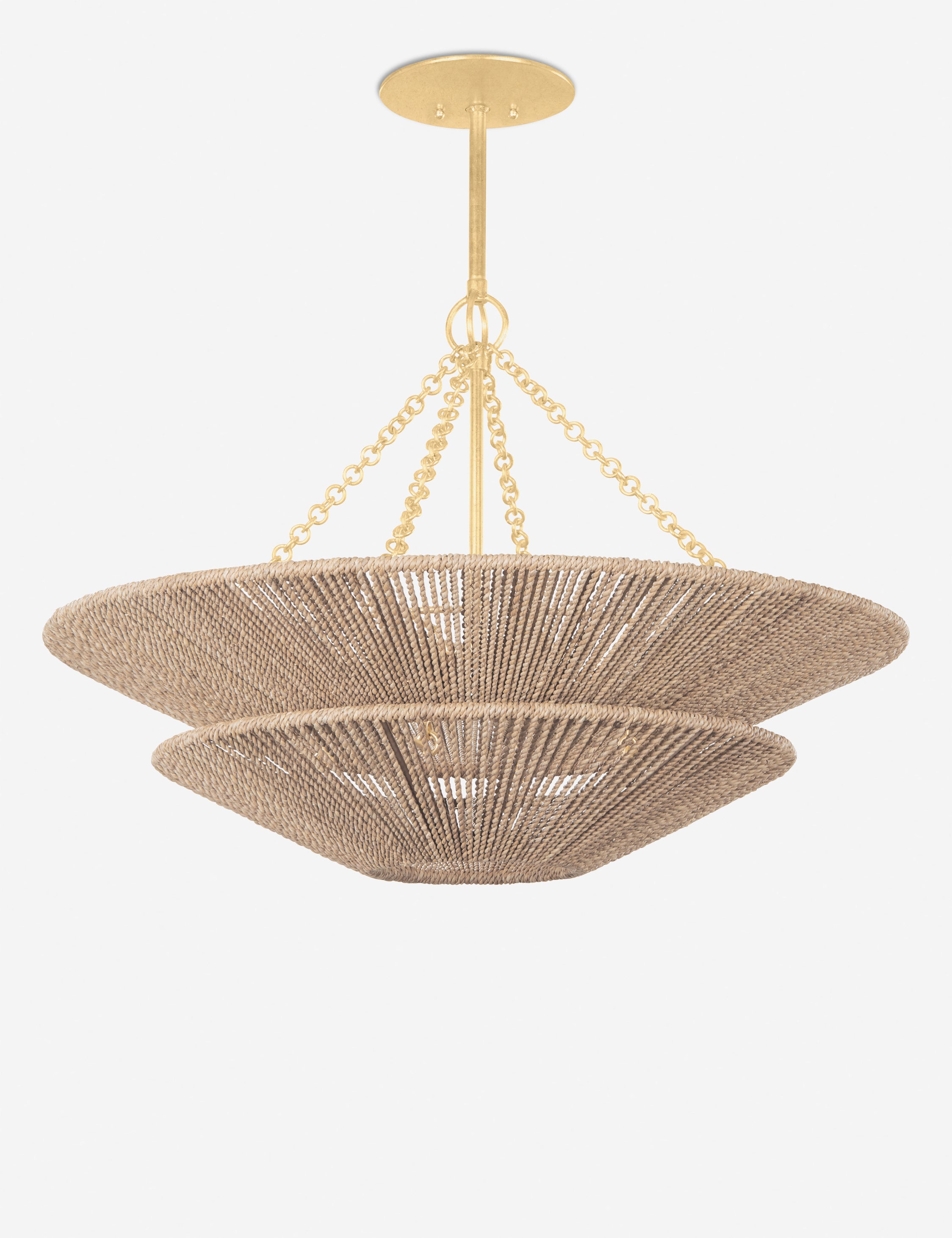 #color::natural #size::30--dia | Anaya woven rope two-tier chandelier.