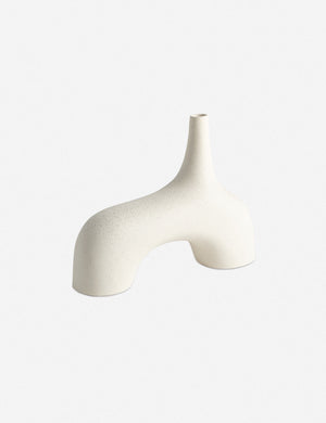 Leonor sculptural arched matte white ceramic Vase in its smaller size