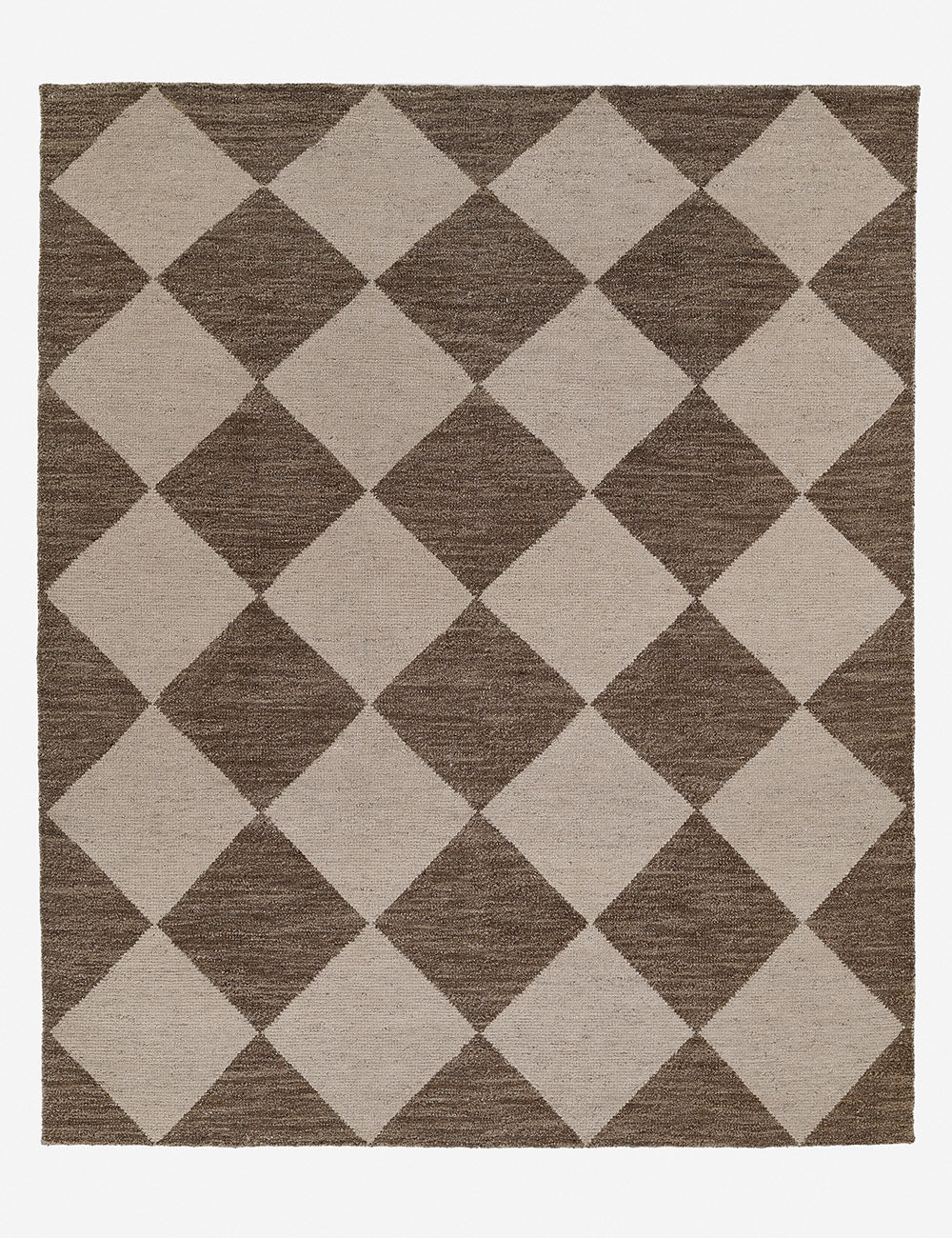 #color::brown #size::2-6--x-8- #size::5--x-8- #size::6-3--x-9- #size::8--x-11- #size::10--x-14- #size::8--x-10- #size::9--x-12- | Palau brown wool hand-knotted rug with a two-toned diamond-checked pattern