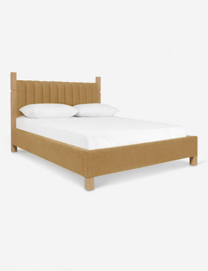Angled view of the Ambleside Camel Orange Linen bed