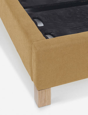 Corner and inside of the Ambleside Camel Orange Linen bed