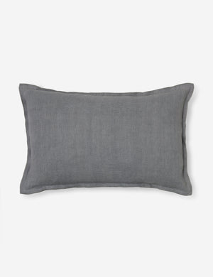 Arlo Dusty Blue flax linen solid lumbar pillow