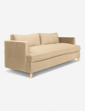 Angled view of the Brie Velvet Belmont Sofa