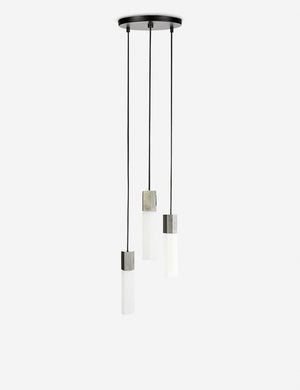 Basalt slender hexagonal 3-light pendant light by tala with stainless steel hardware with the light off