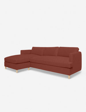 Angled view of the Belmont Terracotta Linen left-facing sectional sofa