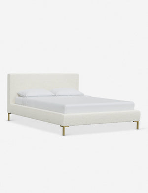 Angled view of the Deva Cream Sherpa platform bed