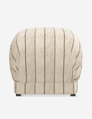 Bailee Natural Stripe upholstered ottoman with a pouf-like design and pleated corners