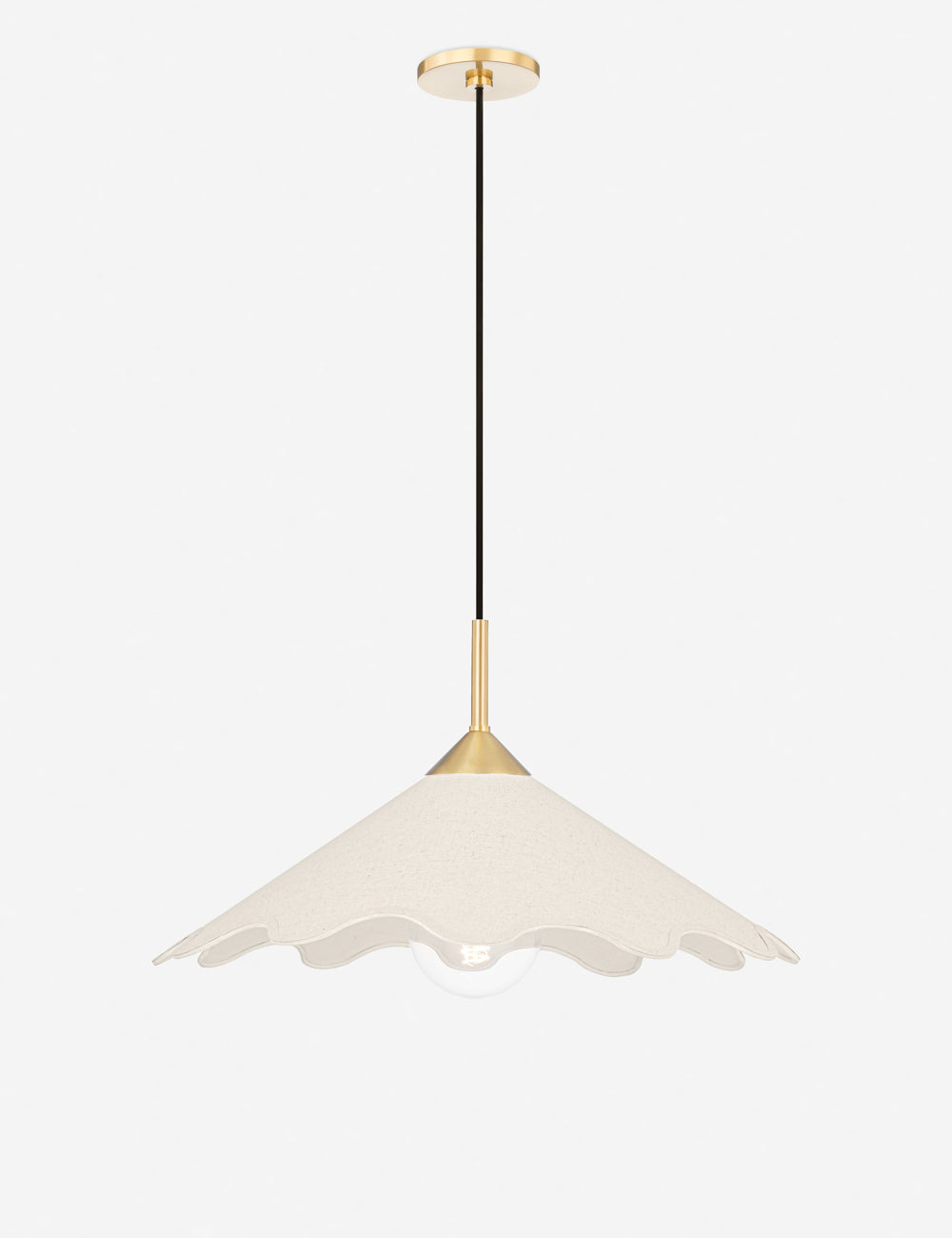 #color::brass #size::20-w | Panya pendant light with a wavy silhouette and antique brass hardware