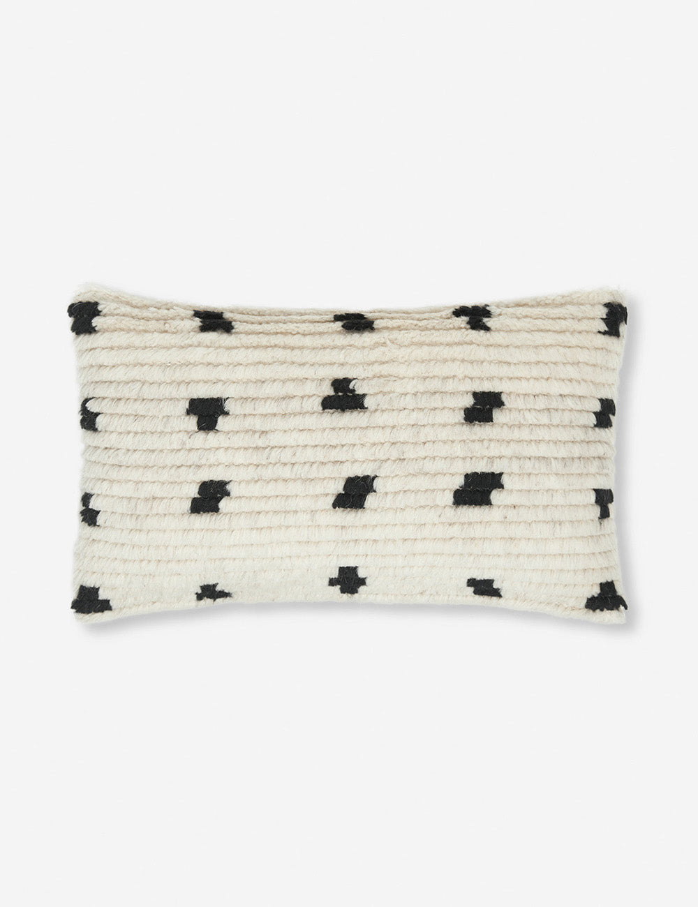 #style::lumbar | Irregular Dots Ivory Lumbar Pillow by Sarah Sherman Samuel with black dots and row construction