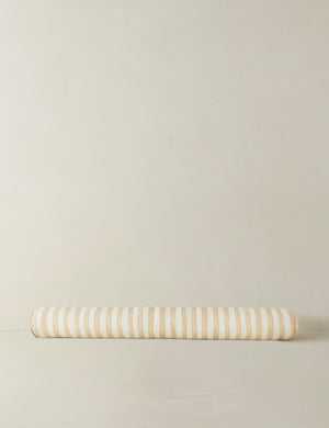 Painterly stripe linen long bolster throw pillow in natural and ivory