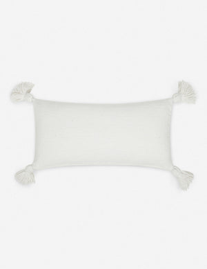 Sami white lumbar pillow with pom poms