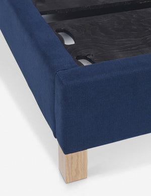 Corner and inside of the Ambleside dark blue velvet bed
