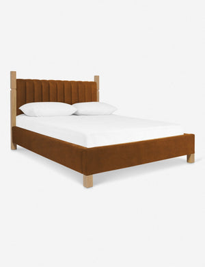 Angled view of the Ambleside Cognac Velvet bed