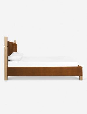 Side of the Ambleside Cognac Velvet bed