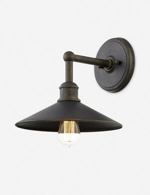 Capriana small bronze outdoor sconce with a wide and shallow shade