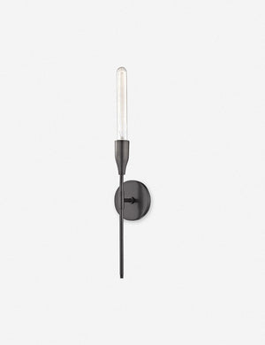 Kama sleek, industrial black sconce with an aged bronze finish