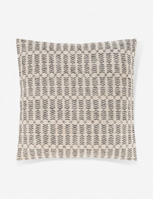 Nysa gray and white pillow with a woven geometric pattern