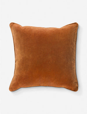 Liam burnt orange square velvet throw pillow