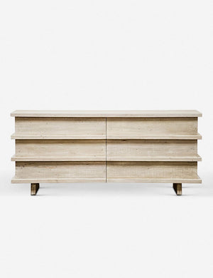 Corliss 6-drawer white-washed wooden dresser
