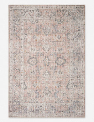 Roze blush and grey power-loomed rug with medallion patterns
