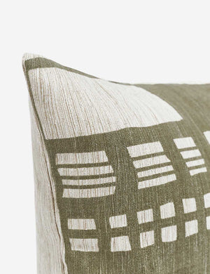 Corner of the Stonewalk green geometric lumbar throw pillow by Élan Byrd